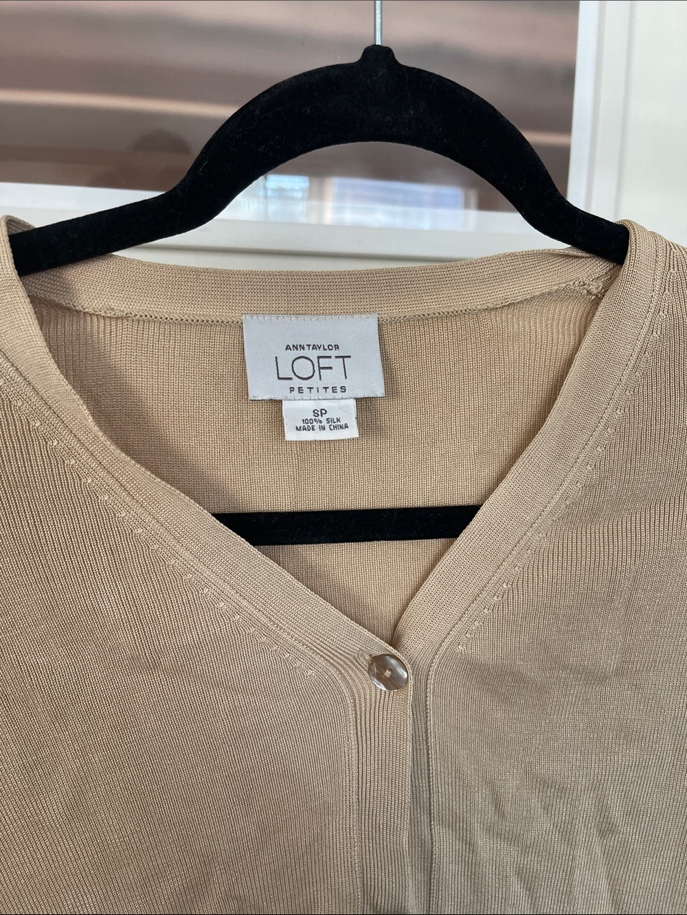 LOFT Petite Beige V-Neck Cardigan